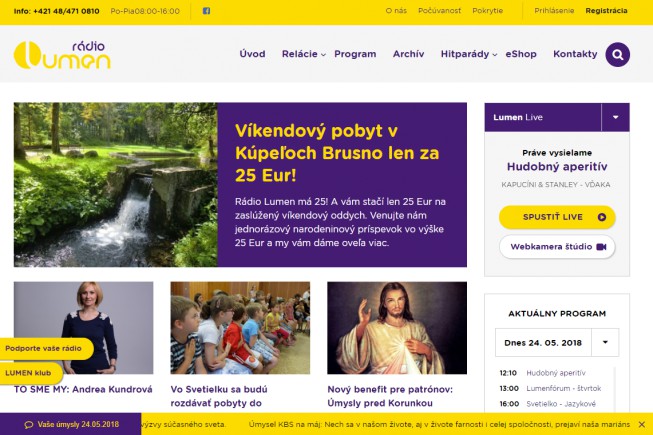 Rádio LUMEN prichádza s novou prehľadnejšou a modernejšou webstránkou Rádio LUMEN prichádza s novou prehľadnejšou a modernejšou webstránkou